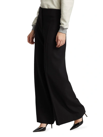 Shop Loewe Women's High-waisted Wide-leg Trousers In Black