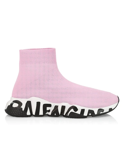 Shop Balenciaga Speed Graffiti Sock Sneakers In Light Pink