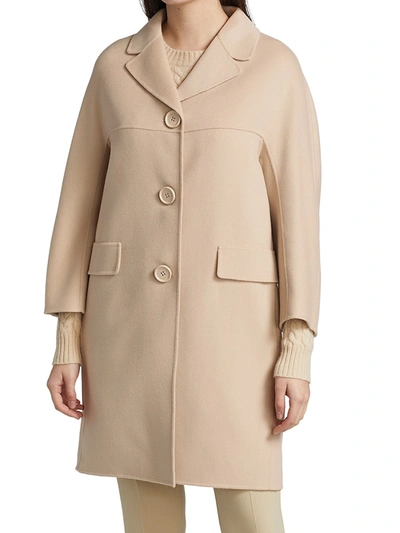 Shop Max Mara Arianna Wool Mid-length Coat In Beige