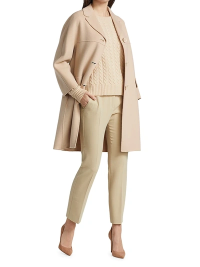 Shop Max Mara Arianna Wool Mid-length Coat In Beige