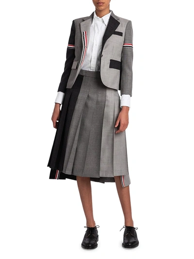 Shop Thom Browne Women's Drop-back Pleated Wool Skirt In Dark Grey