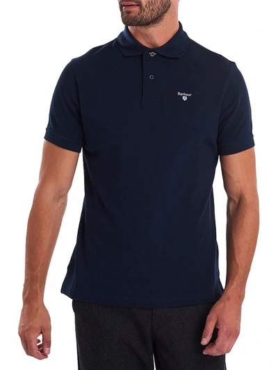 Shop Barbour Men's Tartan Pique Polo In New Navy