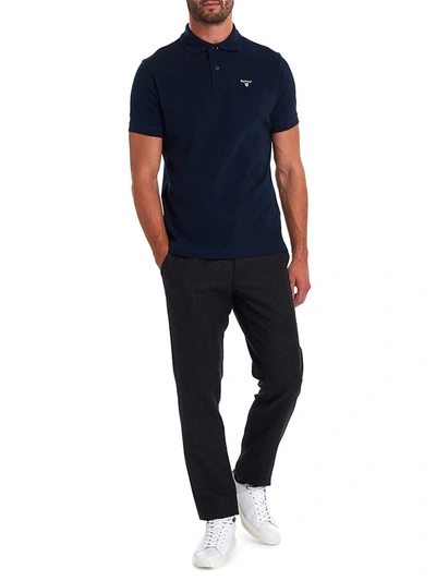 Shop Barbour Men's Tartan Pique Polo In New Navy