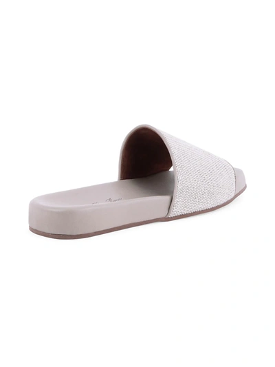 Shop Loro Piana Sea Linen Slide Sandals In Natural