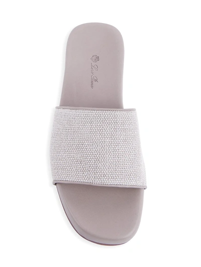 Shop Loro Piana Sea Linen Slide Sandals In Natural