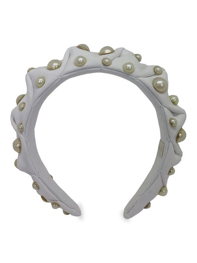 Shop Gaios Women's Faux Pearl White Denim Whirl Headband