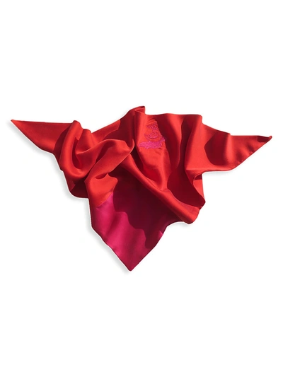 Shop Gaios Selene Embroidered Silk Bandana In Red Fuchsia