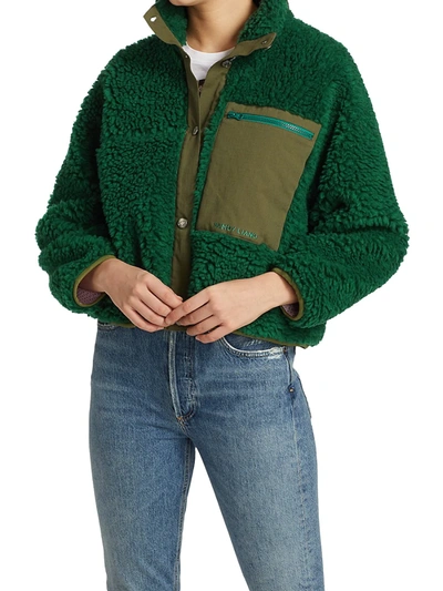 Hailey Bieber Rocks Jansport Green Plush Fleece Jacket by Sandy