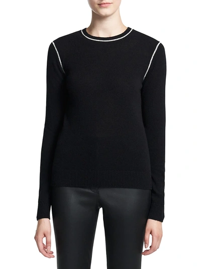 Shop Theory Women's Exposed Seam Cashmere Sweater In Black Ecru