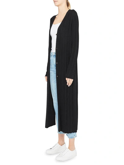 Shop Theory Wide Ribbed Long Cardigan In Black
