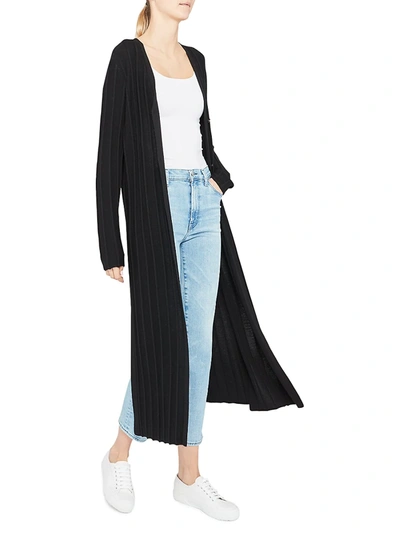 Shop Theory Wide Ribbed Long Cardigan In Black