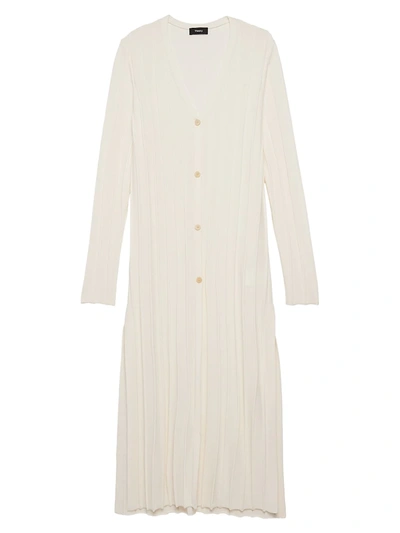 Shop Theory Wide Ribbed Long Cardigan In Ivory