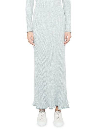 Shop Theory Mouline Ribbed Maxi Skirt In Eggshell Blue