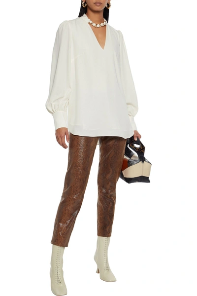 Shop Zimmermann Chain-embellished Cady Blouse In Ivory