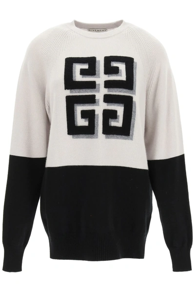 Shop Givenchy Cashmere Sweater With 4g Logo In Black,grey