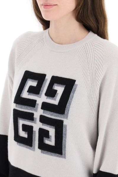 Shop Givenchy Cashmere Sweater With 4g Logo In Black,grey