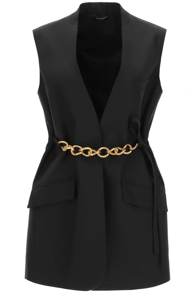 Shop Givenchy Sleeveless Jacket With Chain In Black
