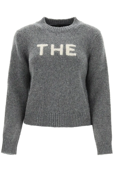 Shop Marc Jacobs (the) Sweater With "the" Intarsia In Grey,white