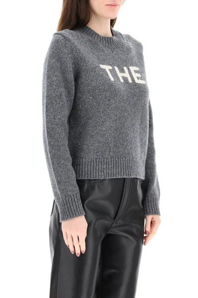 Shop Marc Jacobs (the) Sweater With "the" Intarsia In Grey,white