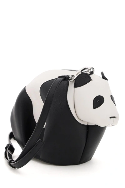 Shop Loewe Panda Crossbody Mini Bag In White,black