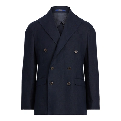 Shop Ralph Lauren Polo Soft Tailored Linen Suit Jacket In Dark Navy