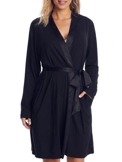 Shop Calvin Klein Modal Satin Robe In Black