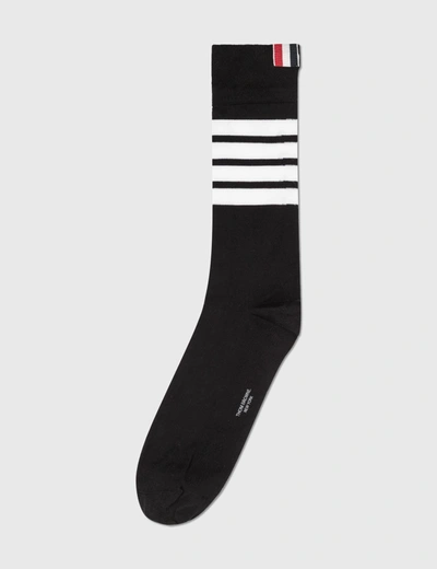 Shop Thom Browne 4-bar Mid Calf Socks In Black