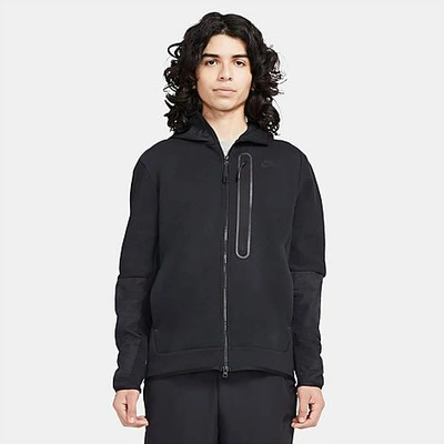 Shop Nike Sportswear Tech Fleece Woven Full-zip Hoodie In Black/black/black/black