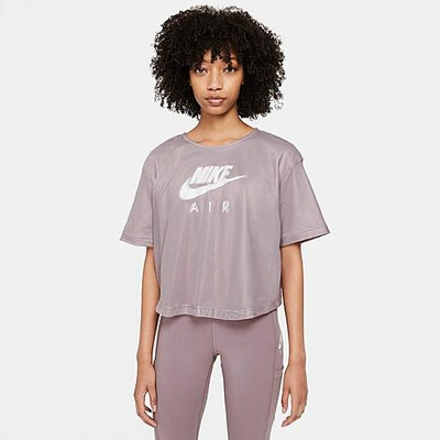 Shop Nike Women's Sportswear Air Mesh Short-sleeve Top In Purple Smoke/purple Smoke/white