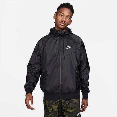 Shop Nike Men's Sportswear Windrunner Woven Hooded Jacket In Black/white