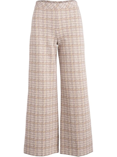 Shop Rosetta Getty Check-pattern Wide-leg Trousers In Brown