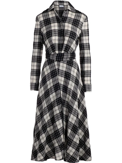 Shop Rosetta Getty Check-pattern Flared Shirt Dress In Black