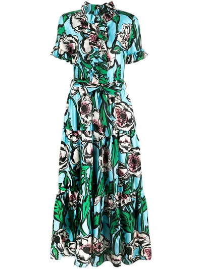 Shop La Doublej Maxi-floral Print Dress In Blue