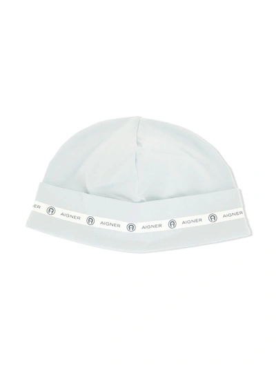 Shop Aigner Logo-tape Beanie Hat In Blue