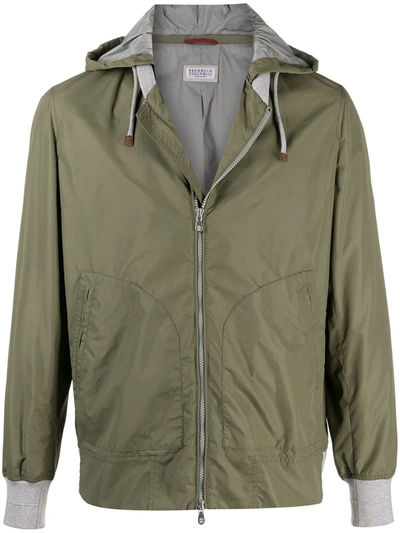 Shop Brunello Cucinelli Lightweight Hooded Jacket In Green