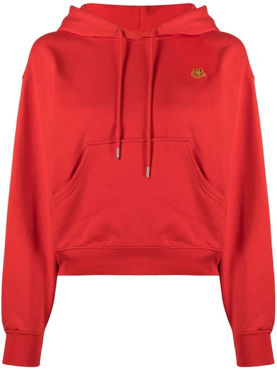 Shop Kenzo Tiger Crest Boxy Hoodie In Red