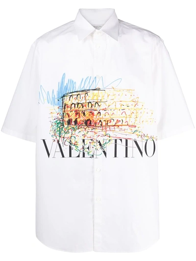 Shop Valentino Graphic Print Shirt In White