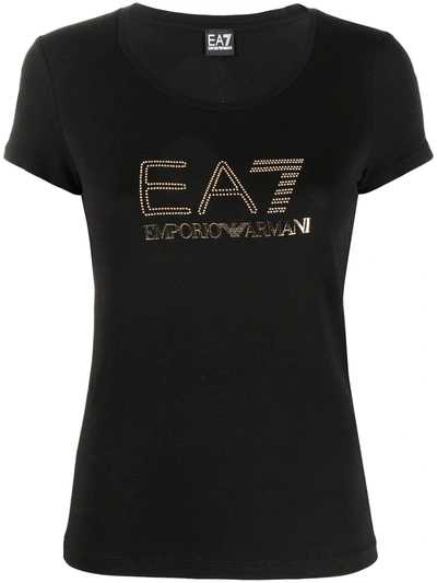Shop Ea7 Studded Logo T-shirt In Black