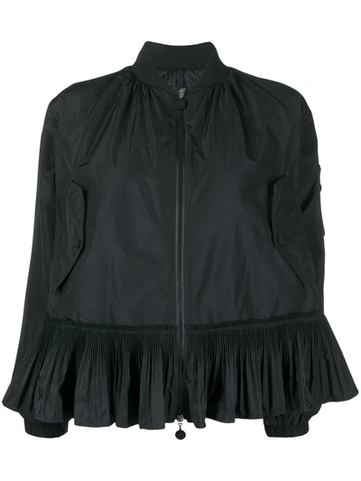 Shop Moncler Peplum Hem Bomber Jacket In Black