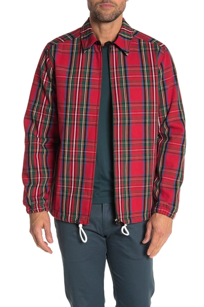 Shop Wesc Tartan Plaid Zip Coach Jacket In Salsa Red