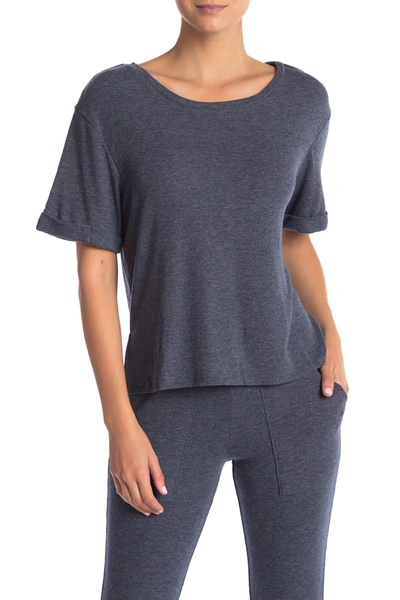 Shop Honeydew Intimates Evie Ribbed Knit Lounge T-shirt In Dark Tide