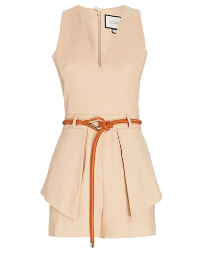 Shop Alexis Darby Belted Sleeveless Romper In Beige