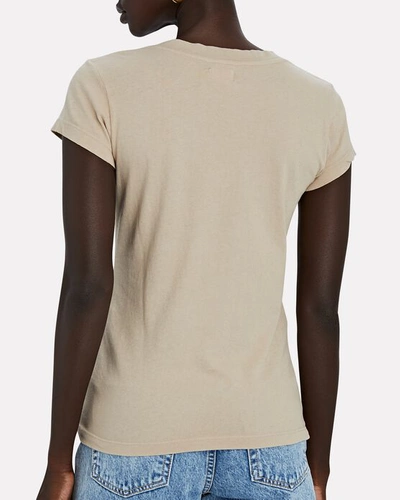 Shop L Agence Becca V-neck Cotton T-shirt In Beige