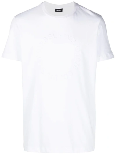 Shop Diesel Embossed-logo T-shirt In White