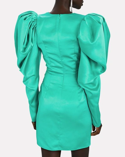 Shop Acler Irwin Satin Mini Wrap Dress In Green