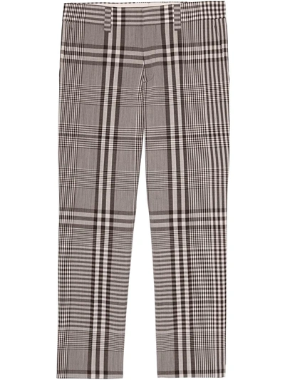 Shop Burberry Check Technical Tailored Trousers In Brown