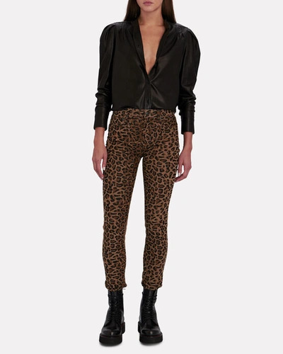 Shop R13 Alison Leopard Corduroy Skinny Pants In Beige/black