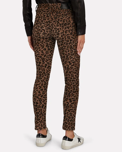 Shop R13 Alison Leopard Corduroy Skinny Pants In Beige/black