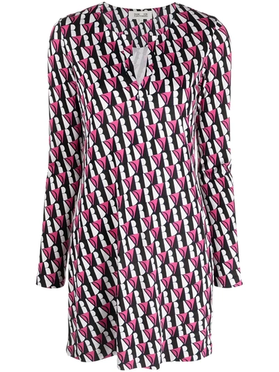 Diane Von Furstenberg Reina Printed Silk-jersey Mini Dress In Pink |  ModeSens
