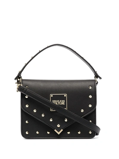 Shop Versace Jeans Couture Studded Logo Tote Bag In Black